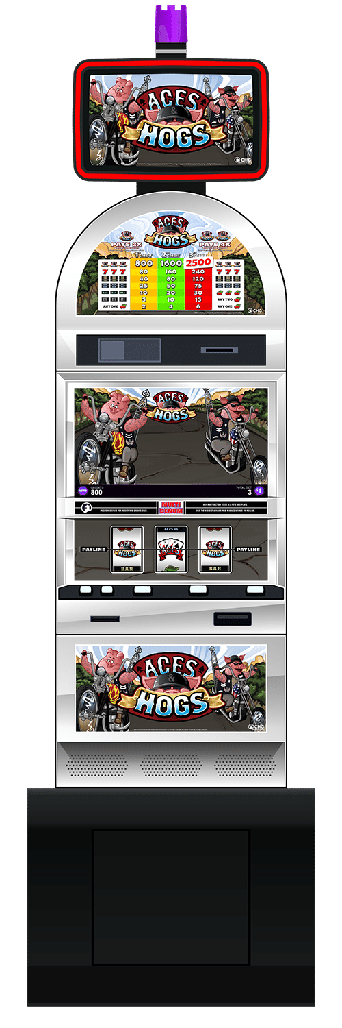 Aces and Hogs slot machine cabinet by Castle Hill Gaming