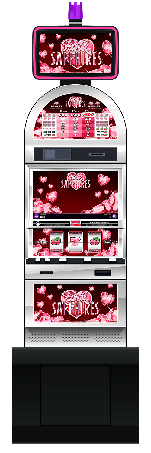 Pink Sapphires slot machine cabinet by Castle Hill Gaming