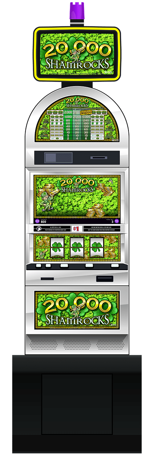 20,000 Shamrocks slot machine cabinet by Castle Hill Gaming