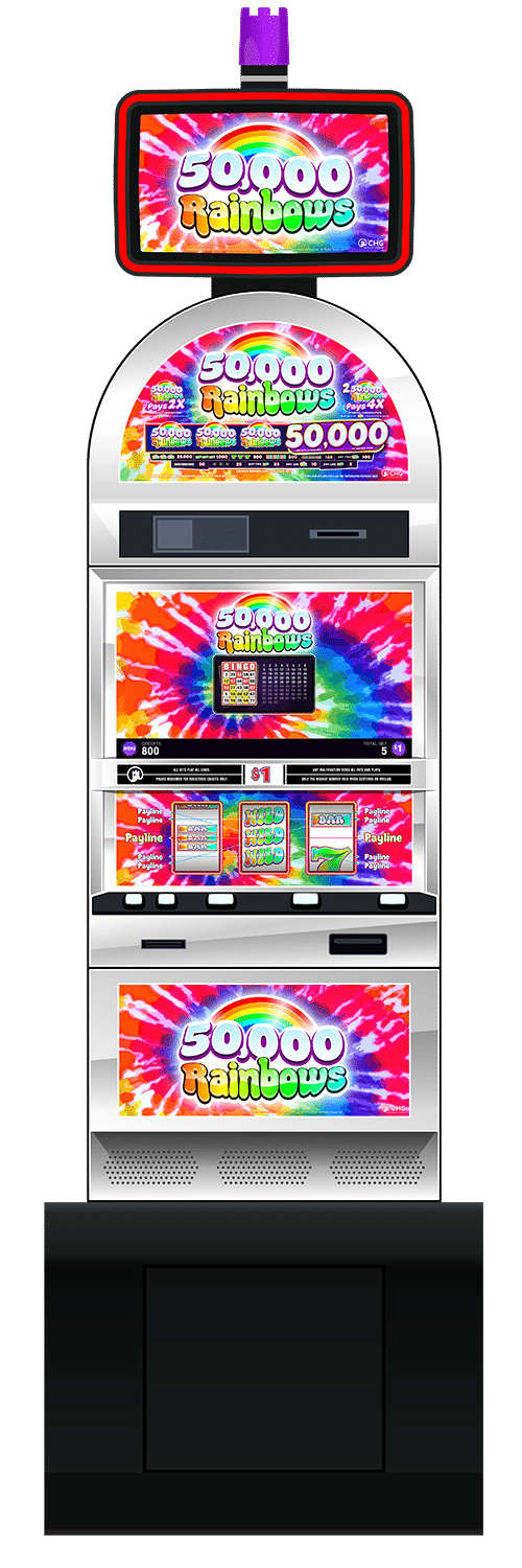 50,000 Rainbows slot machine cabinet by Castle Hill Gaming