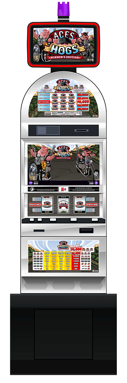 Aces and Hogs Winners Edition slot machine cabinet by Castle Hill Gaming