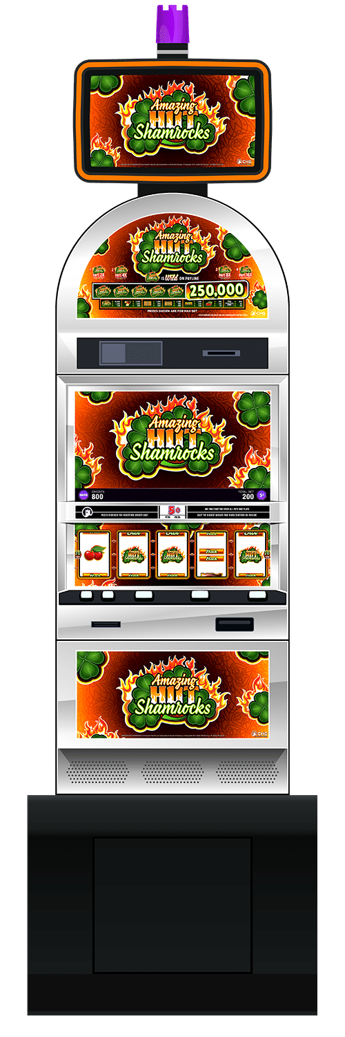 Amazing Hot Shamrocks slot machine cabinet by Castle Hill Gaming