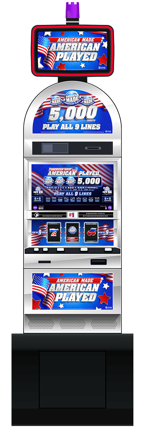 American Made American Played slot machine cabinet by Castle Hill Gaming