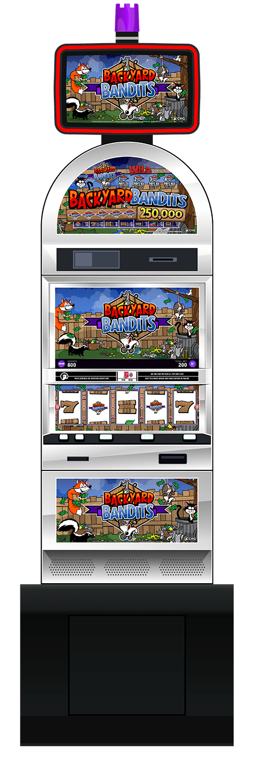 Backyard Bandits slot machine cabinet by Castle Hill Gaming