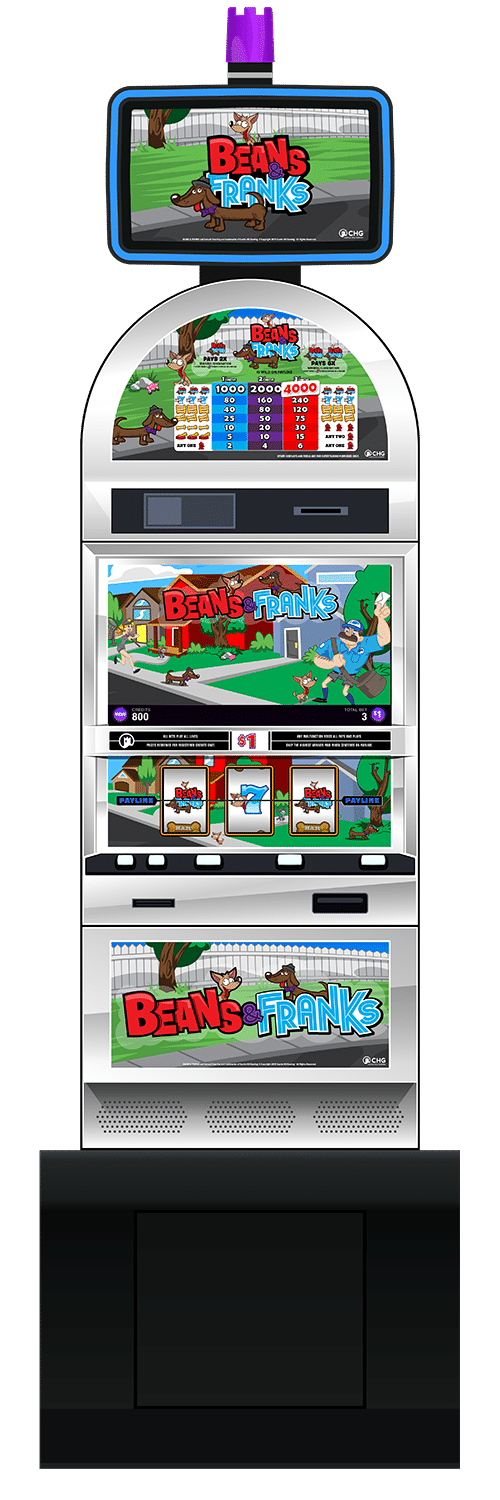 Beans and Franks slot machine cabinet by Castle Hill Gaming