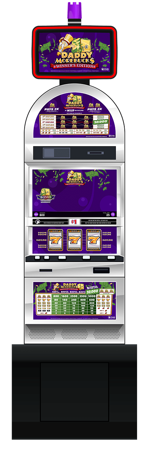 Daddy Morebucks Winner’s Edition slot machine cabinet by Castle Hill Gaming