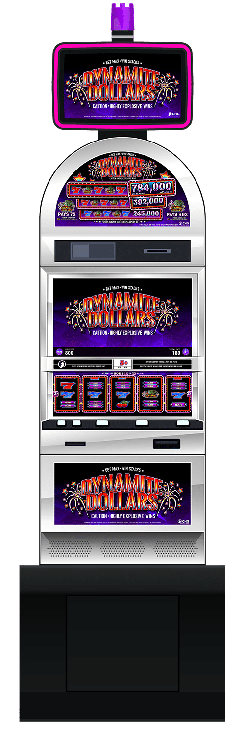 Dynamite Dollars slot machine cabinet by Castle Hill Gaming