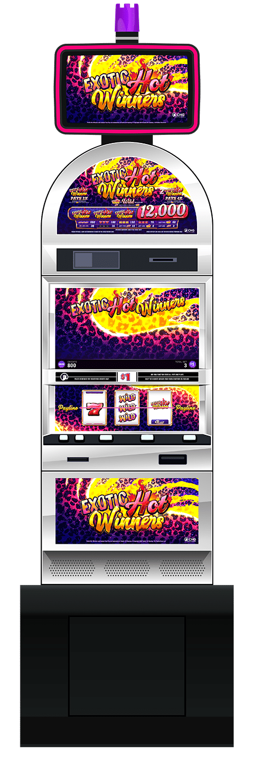 Exotic Hot Winners slot machine cabinet by Castle Hill Gaming