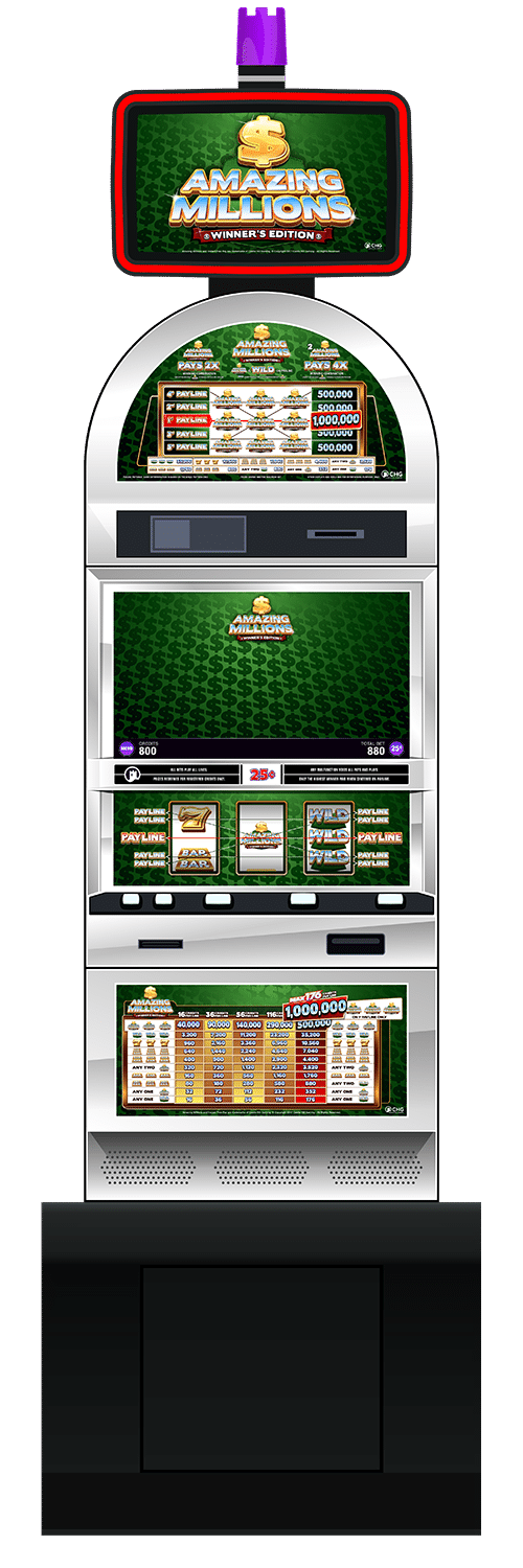 Amazing Millions Winner’s Edition slot machine cabinet by Castle Hill Gaming