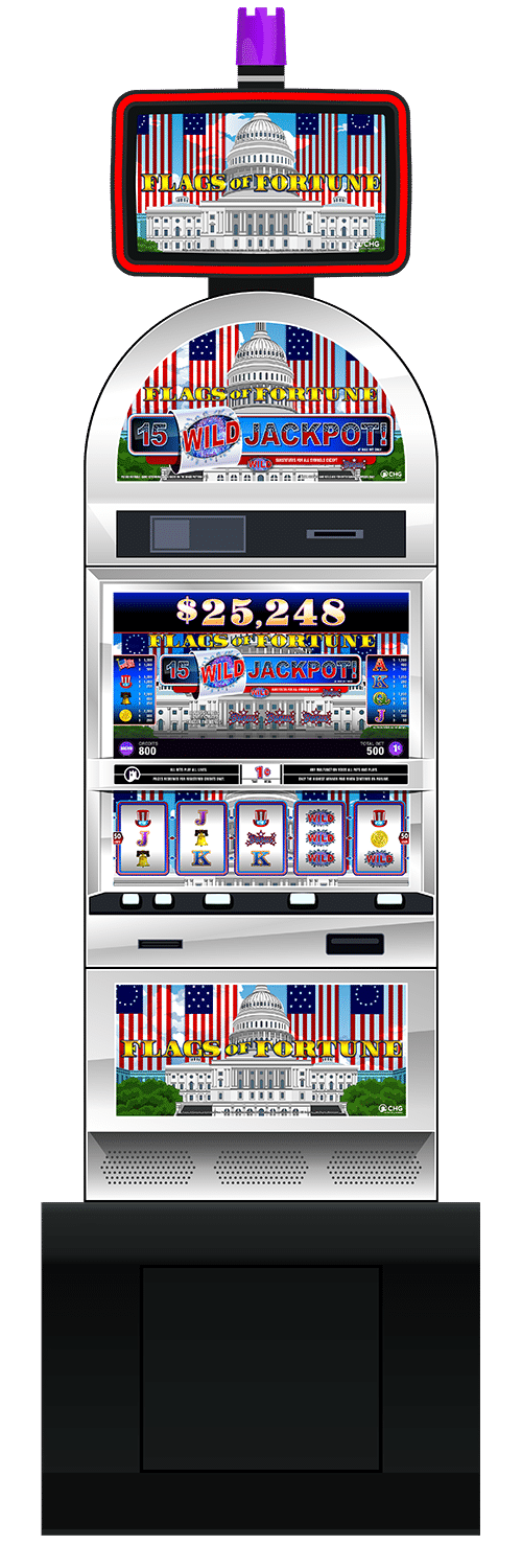 Flags of Fortune slot machine cabinet by Castle Hill Gaming