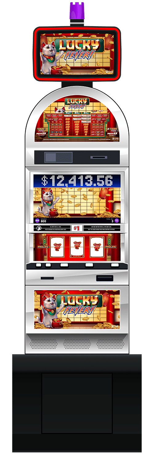 Lucky Fever slot machine cabinet by Castle Hill Gaming