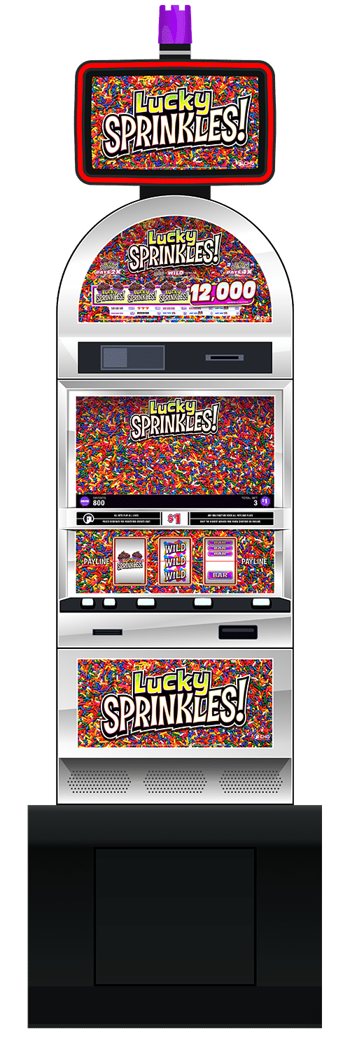 Lucky Sprinkles slot machine cabinet by Castle Hill Gaming