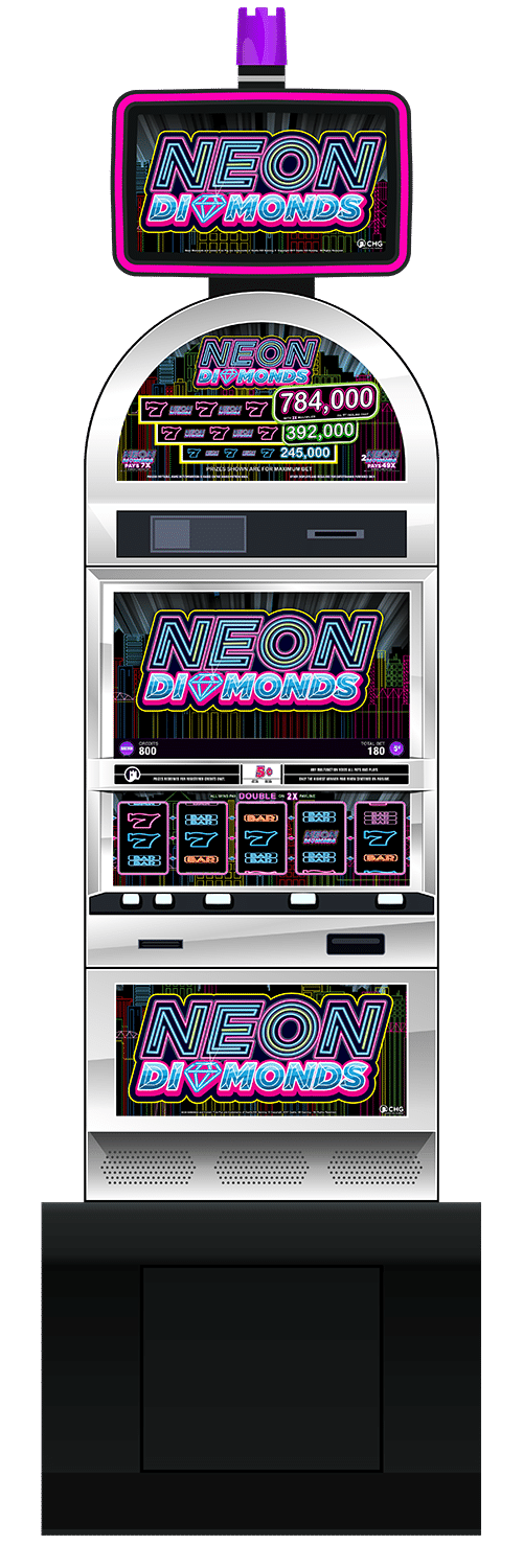 Neon Diamonds slot machine cabinet by Castle Hill Gaming