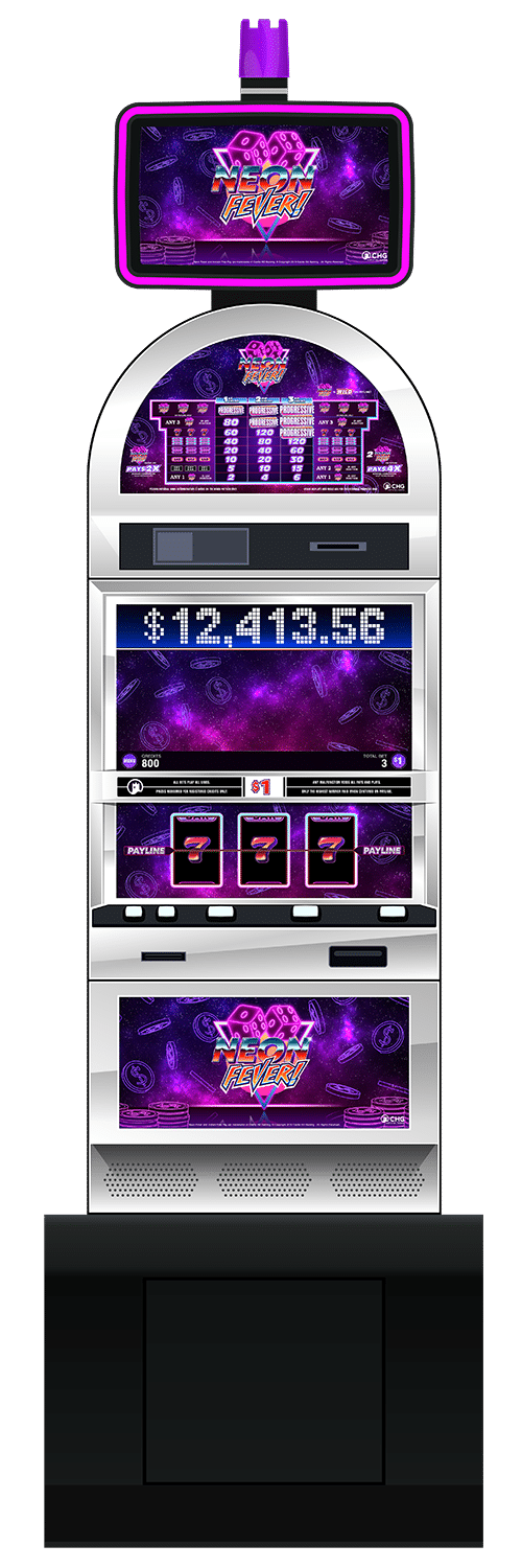 Neon Fever slot machine cabinet by Castle Hill Gaming