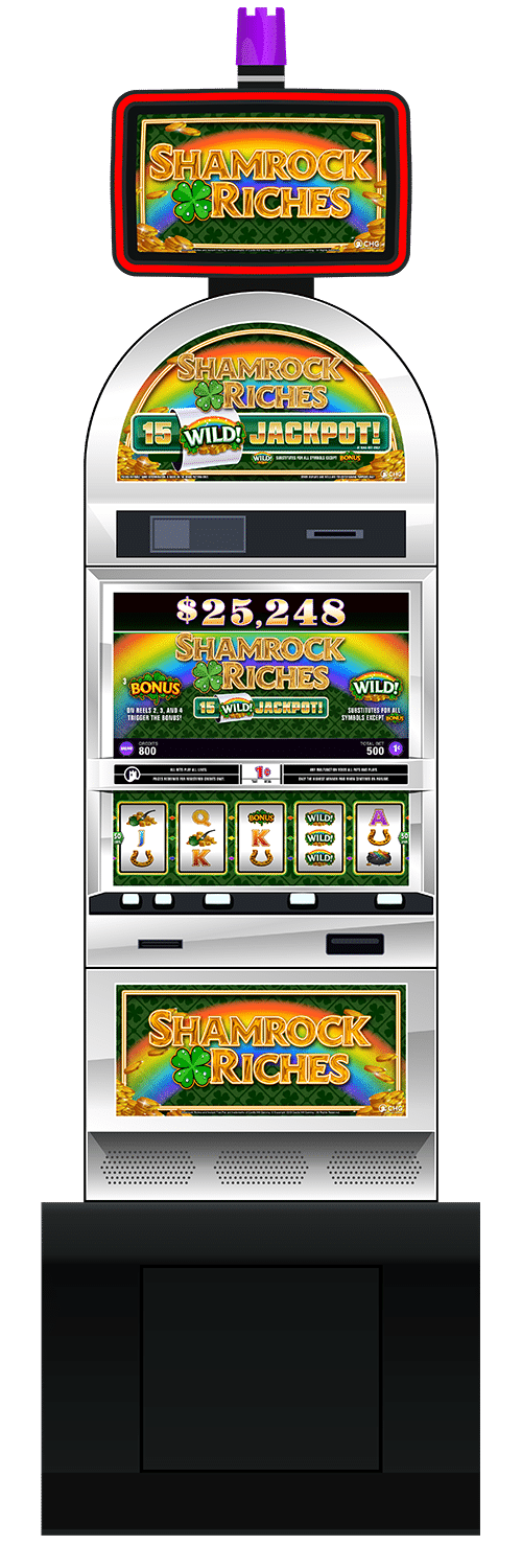 Shamrock Riches slot machine cabinet by Castle Hill Gaming