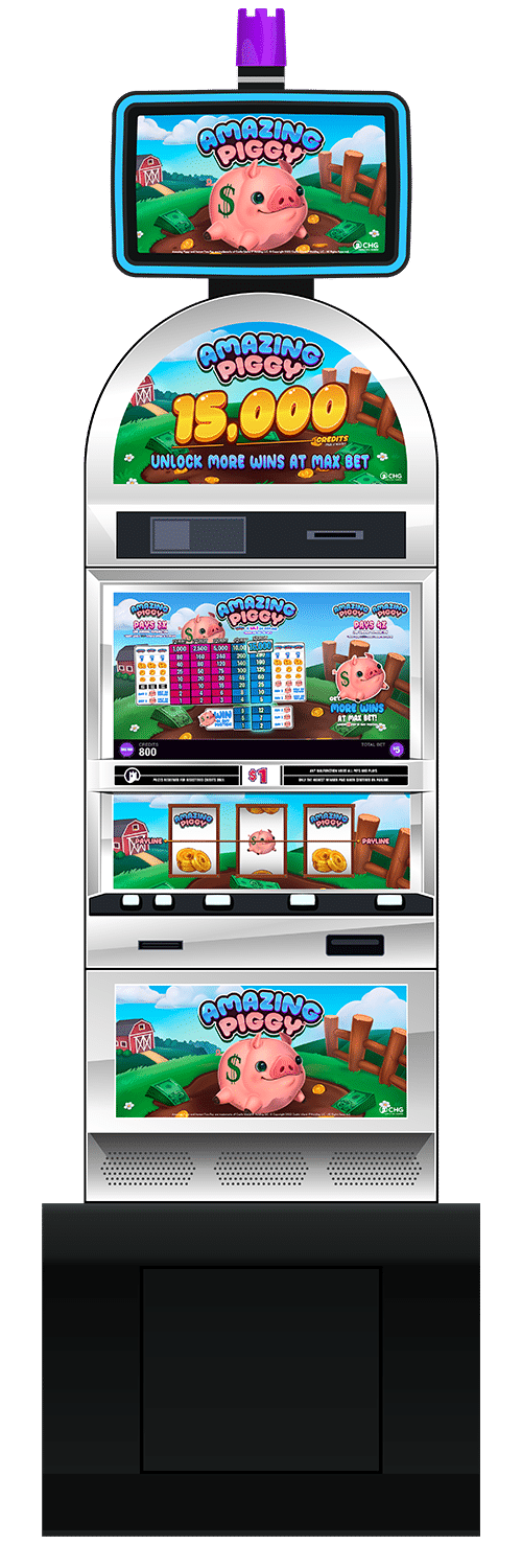 Amazing Piggy slot machine cabinet by Castle Hill Gaming
