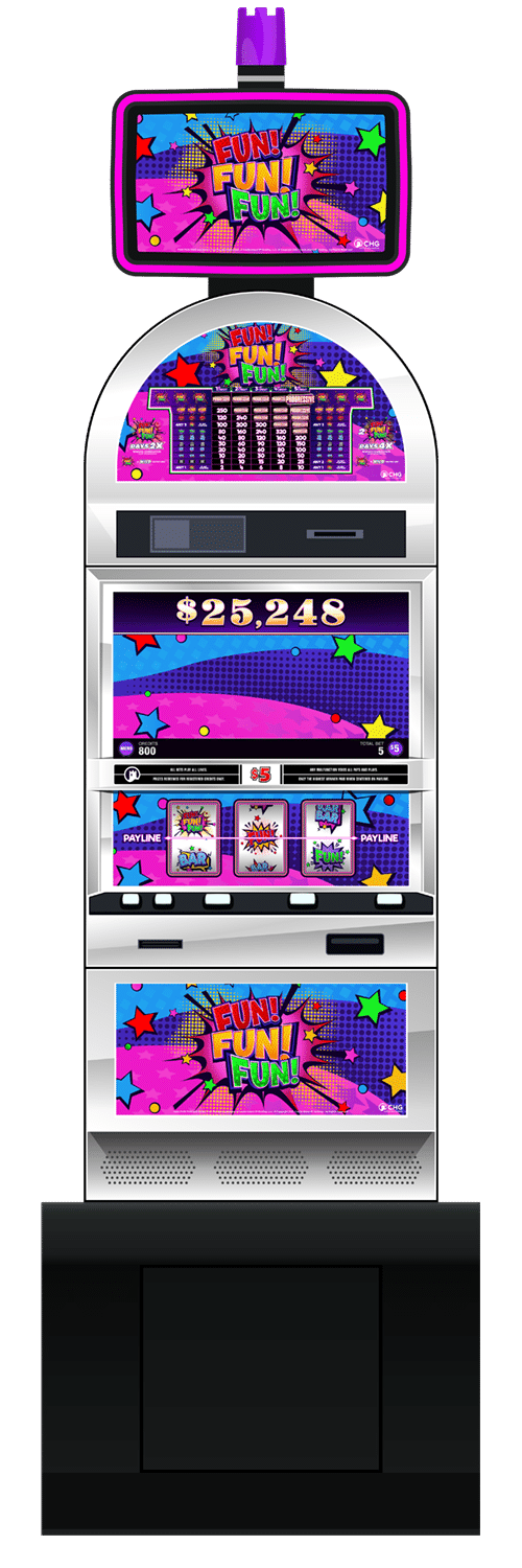 Fun! Fun! Fun! slot machine cabinet by Castle Hill Gaming