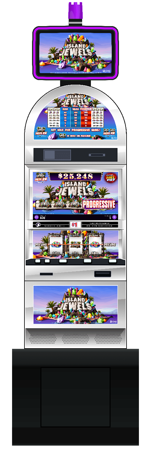 Island Jewels slot machine cabinet by Castle Hill Gaming