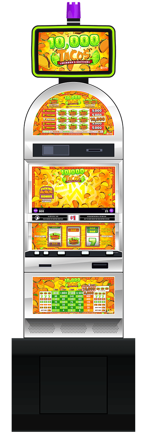 10,000 Tacos slot machine cabinet by Castle Hill Gaming