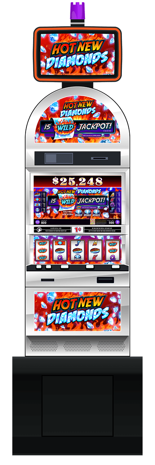 Hot New Diamonds slot machine cabinet by Castle Hill Gaming