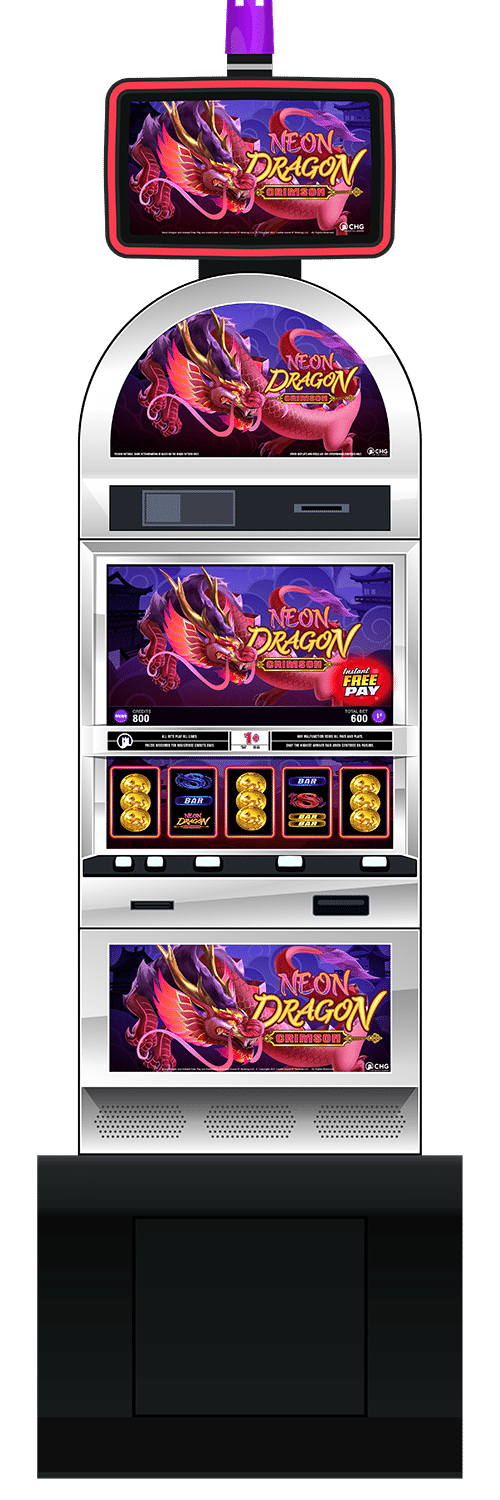 Neon Dragon Crimson slot machine cabinet by Castle Hill Gaming