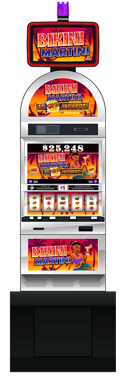 Bikini Martini slot machine cabinet by Castle Hill Gaming