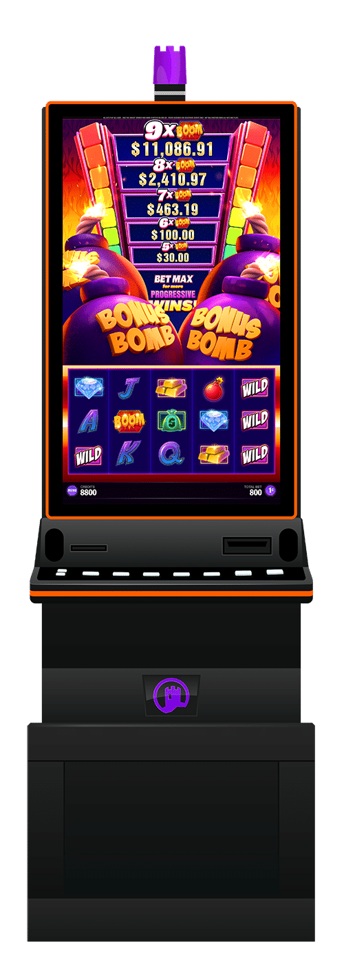 Bonus Bomb slot machine cabinet by Castle Hill Gaming
