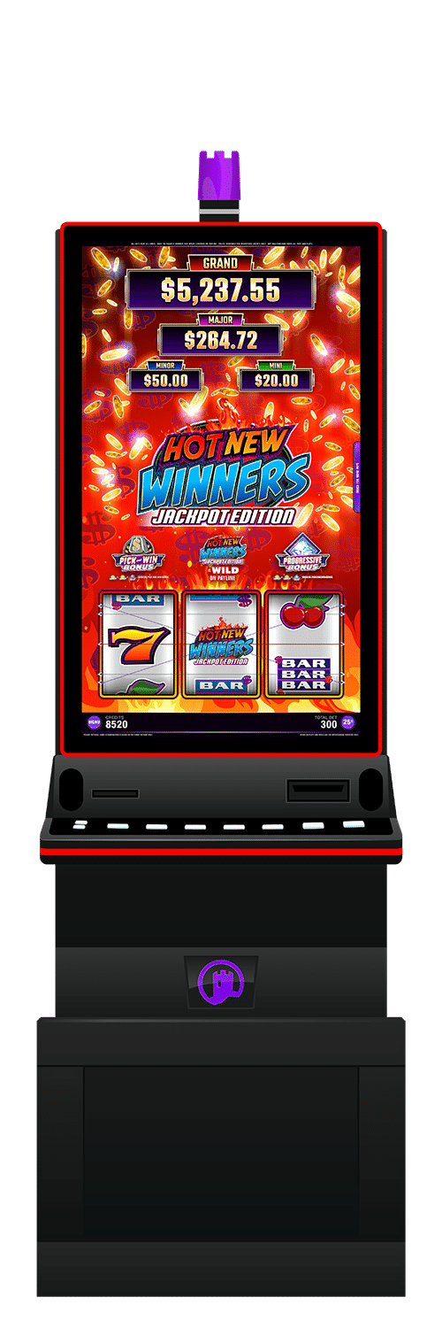 Hot New Winners Jackpot Edition slot machine cabinet by Castle Hill Gaming