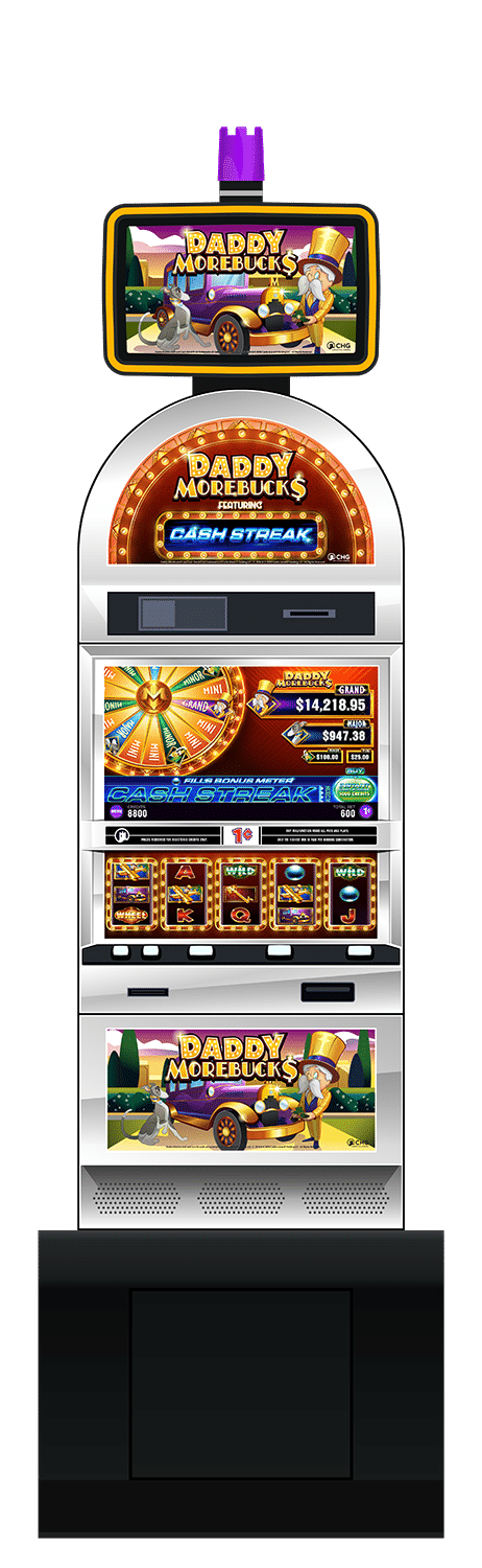 Daddy Morebucks slot machine cabinet by Castle Hill Gaming